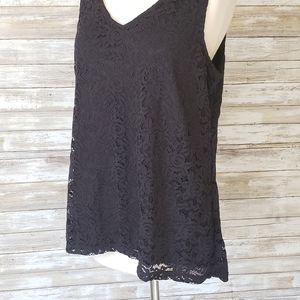 Company Ellen Tracy Black Lined Lace Tank L NWT